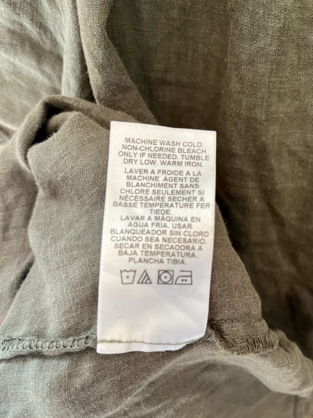 Velvet Olive Green Petal Sleeve Linen Top - Picture 6 of 6